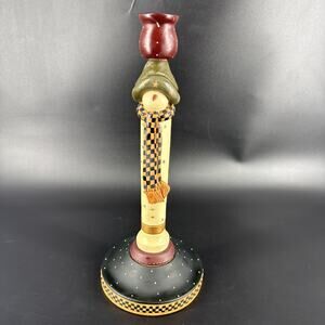 Williraye Studio WW2228 Snowman Candle Stick Holder Folk Art 12" NO BOX